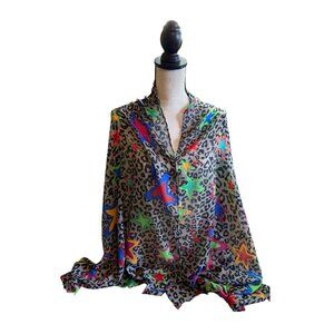 Anna & Ava Animal Print Scarf With Colorful Stars